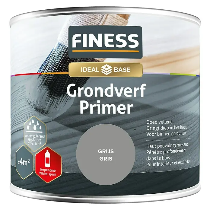 Finess Grondverf - Grijs, 250 ml - Vooraanzicht