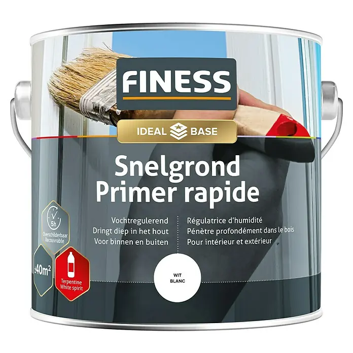 Finess Grondverf Snelgrond - Wit, 2,5 l - Vooraanzicht