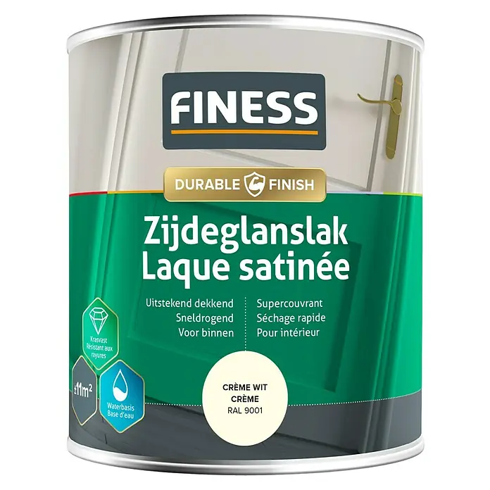 Finess Lak Zijdeglans - Crème wit, 750 ml - Vooraanzicht