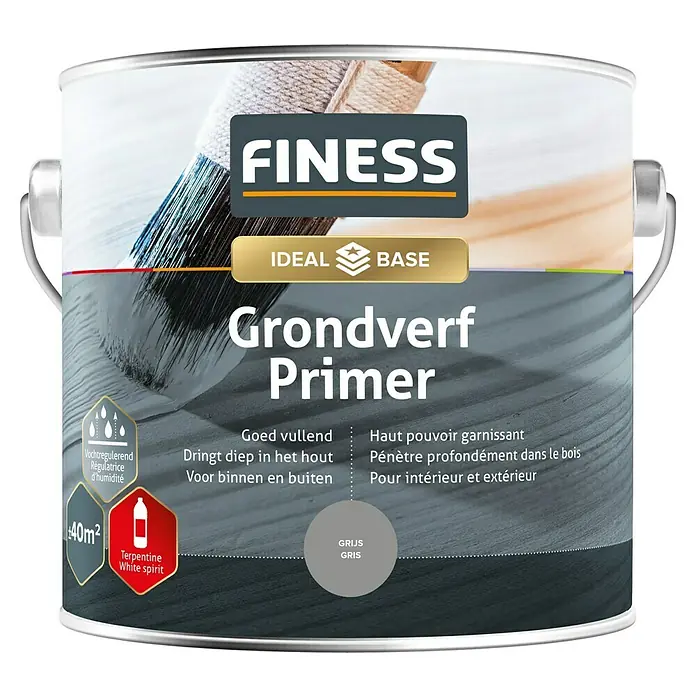 Finess Grondverf - Grijs, 2,5 l - Vooraanzicht
