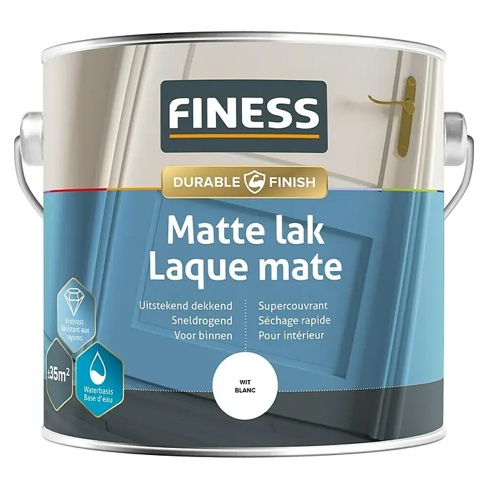 Finess Lak Mat - Wit, 2,5 l - Vooraanzicht