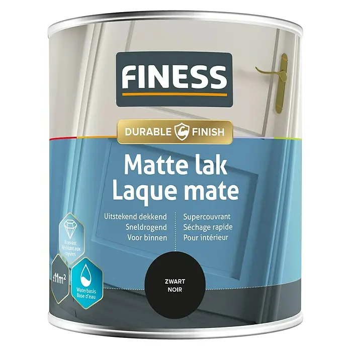 Finess Lak Mat - Zwart, 750 ml - Vooraanzicht