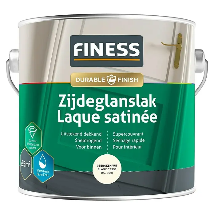 Finess Lak Zijdeglans - Gebroken wit, 2,5 l - Vooraanzicht