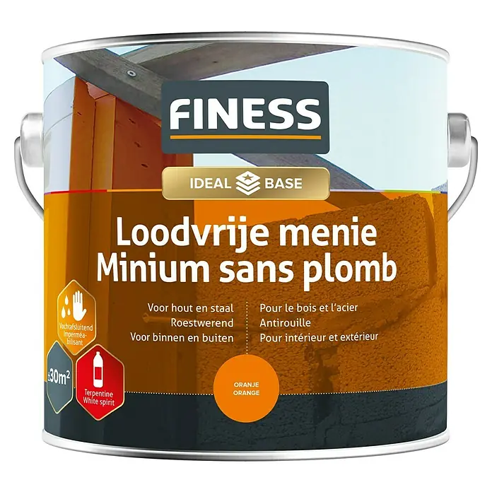 Finess Grondverf Loodvrije menie - Oranje, 2,5 l - Vooraanzicht