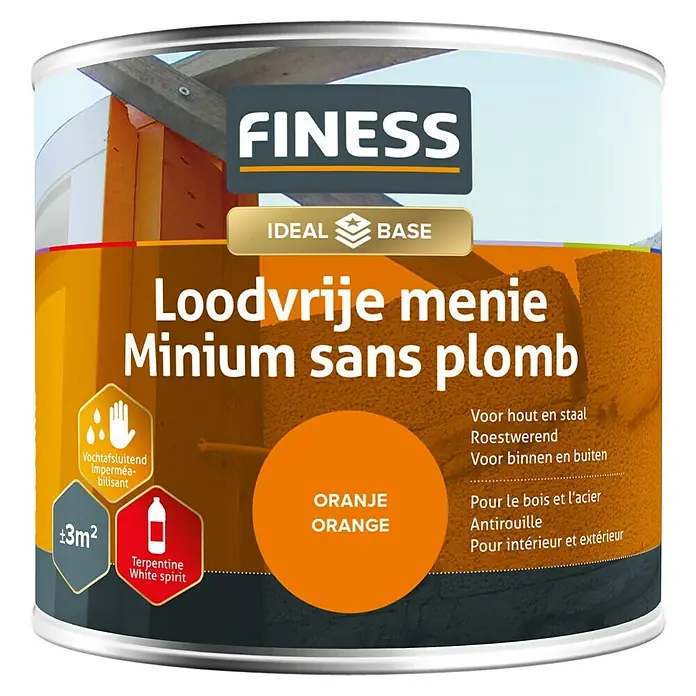 Finess Grondverf Loodvrije menie - Oranje, 250 ml - Vooraanzicht