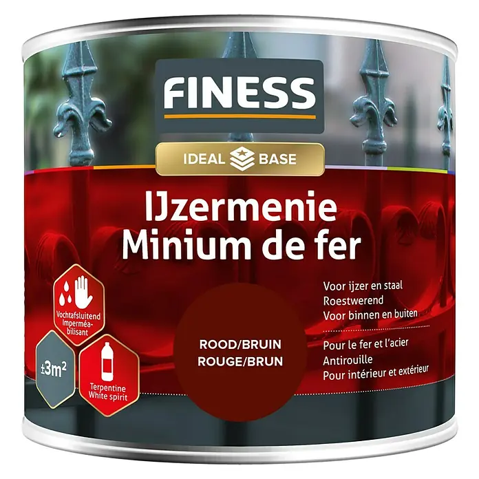 Finess Grondverf Ijzermenie - Rood/bruin, 250 ml - Vooraanzicht