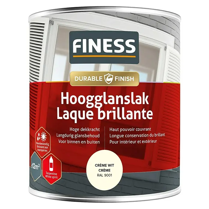 Finess Lak Hoogglans - Crème wit, 750 ml - Vooraanzicht