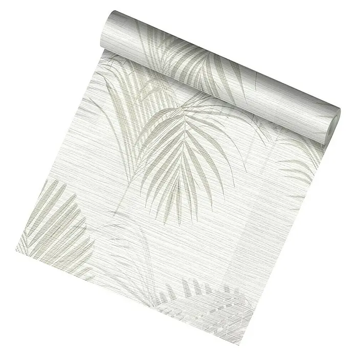 my look Nature Vliestapete Palme - Grau, Floral, 10,05 x 0,53 m - Diagonale Ansicht