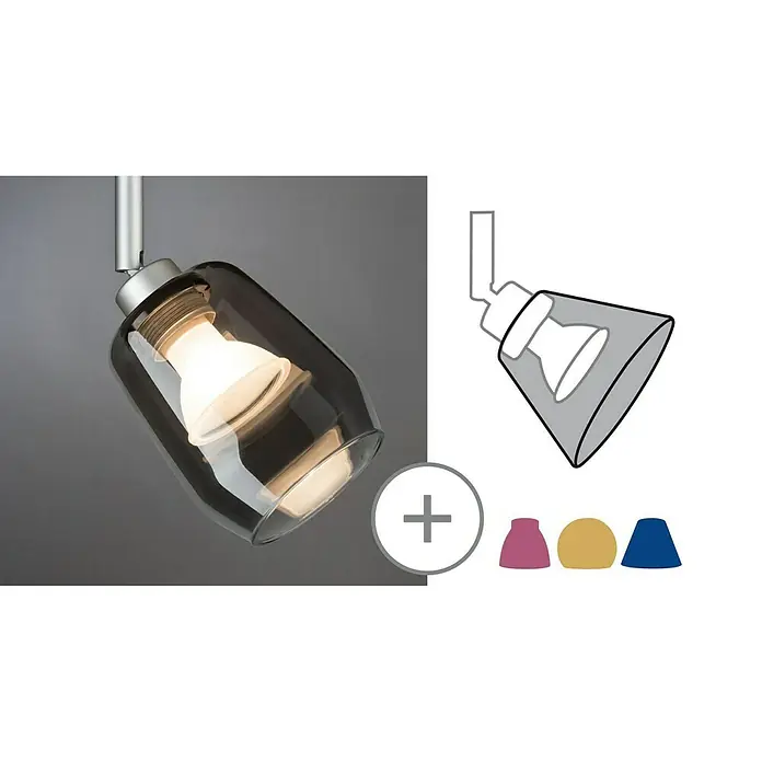 Paulmann DecoSystems Pantalla de lámpara Vento - Diámetro: 8 cm, Transparente, Negro, Vidrio, Redonda - Producto en uso