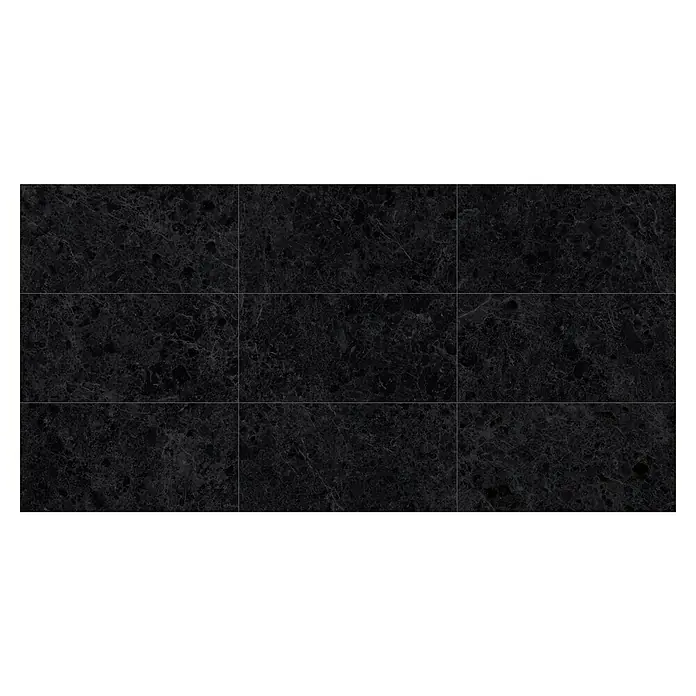 Feinsteinzeugfliese Marble Mix - L x B: 60 x 30 cm, Matt, Schwarz - Draufsicht