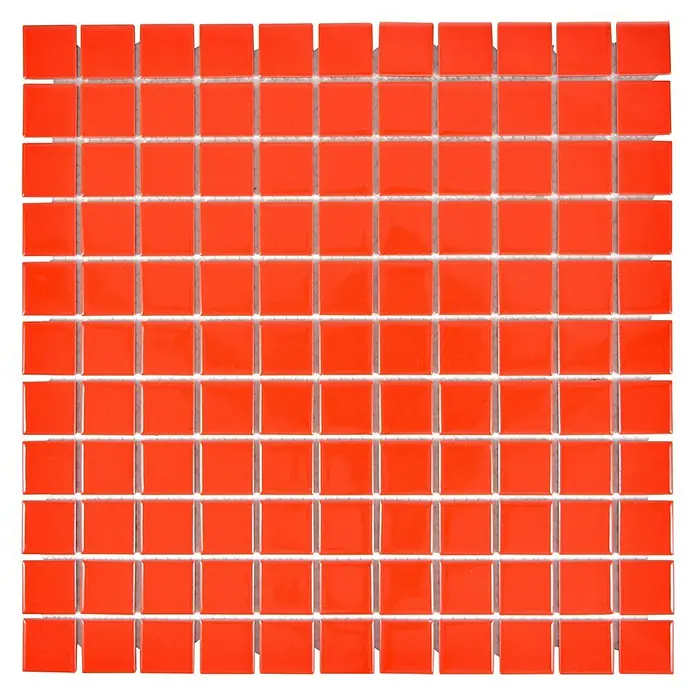 Mosaikfliese Quadrat Uni CG B105 - 33 x 30,2 cm, Rot, Glänzend - Ansicht von oben