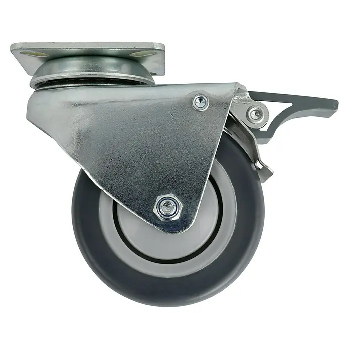 Stabilit Rueda doble para equipos - Diámetro ruedas: 75 mm, Capacidad de carga: 100 kg, Cojinete de bolas, Con placa y freno - Vista de perfil derecho