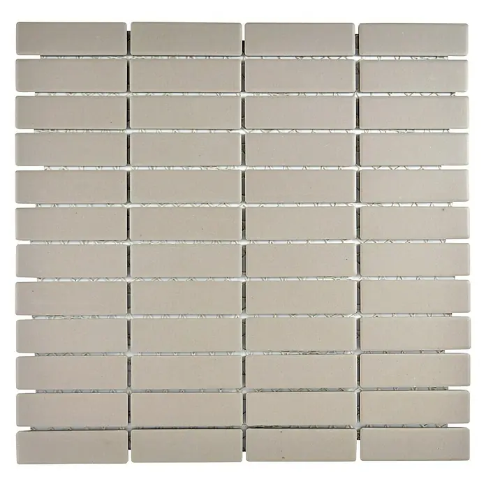 Mosaikfliese Stäbchen Uni CU ST 001 - 29,7 x 29 cm, Hellgrau, Matt - Ansicht von oben