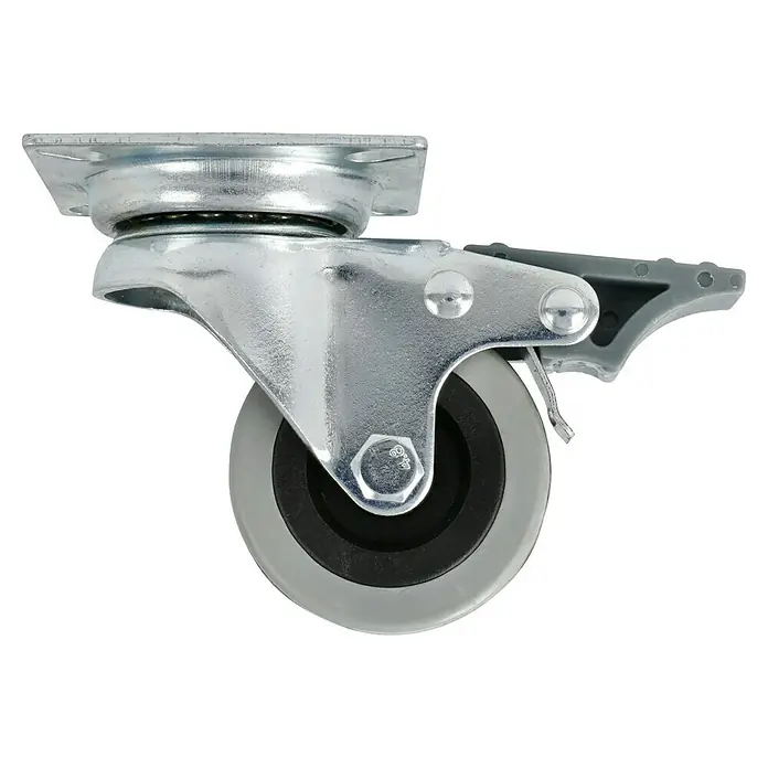 Stabilit Apparate-Lenkrolle - Durchmesser Rollen: 50 mm, Traglast: 45 kg, Material Rad: Gummi, Mit Platte und Feststeller, Gleitlager - Rechte Seitenansicht