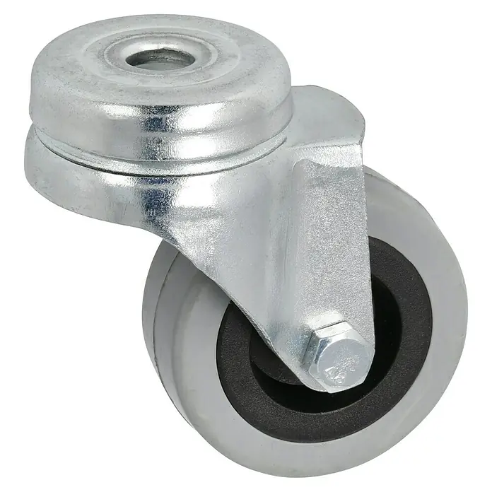 Stabilit Apparate-Lenkrolle - Durchmesser Rollen: 50 mm, Traglast: 45 kg, Material Rad: Gummi, Mit Rückenloch, Gleitlager - Diagonale Ansicht