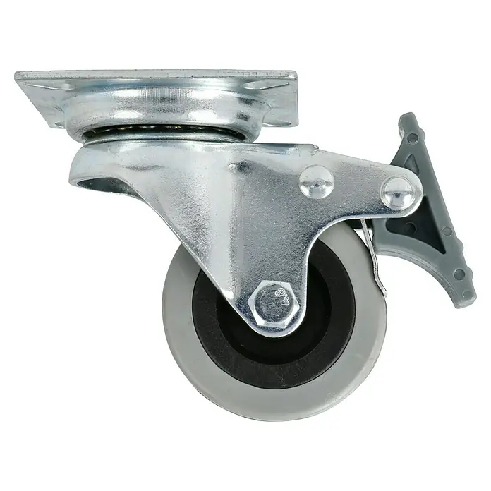 Stabilit Apparate-Lenkrolle - Durchmesser Rollen: 50 mm, Traglast: 45 kg, Material Rad: Gummi, Mit Platte und Feststeller, Gleitlager - Rechte Seitenansicht