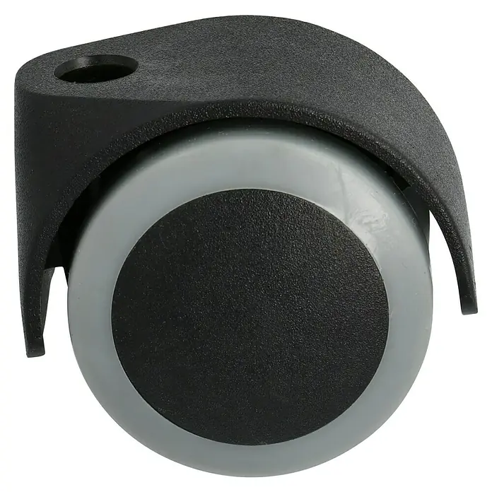 Stabilit Rueda doble - Capacidad de carga: 40 kg, Negro/Gris, Elastómero termoplástico (TPE), Diámetro agujero posterior: 10 mm - Vista angular
