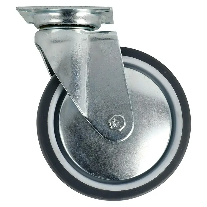 Stabilit Apparate-Lenkrolle - Durchmesser Rollen: 100 mm, Traglast: 55 kg, Gleitlager, Mit Platte - Rechte Seitenansicht