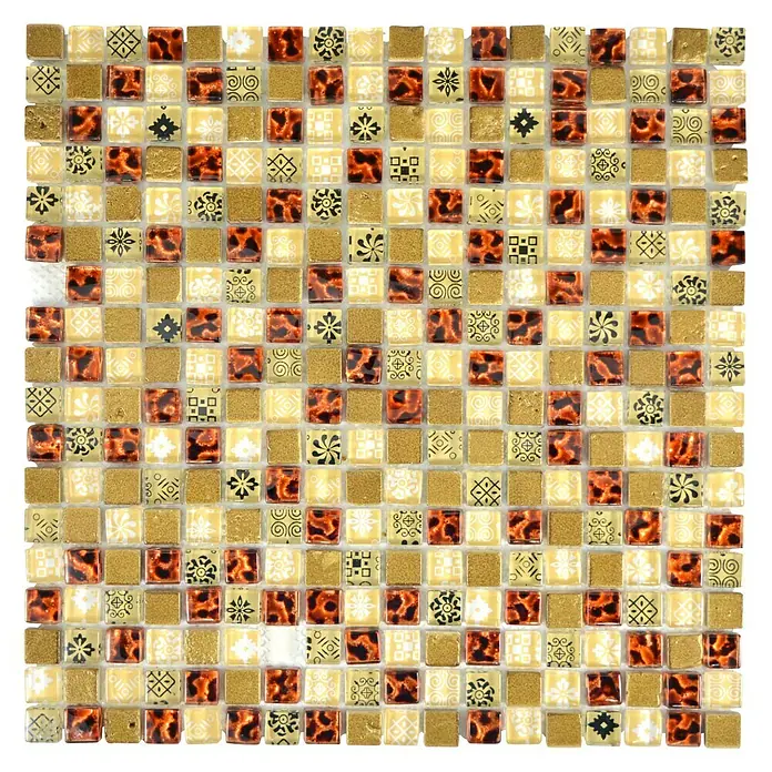 Mosaikfliese Quadrat Crystal Mix XCM M700 - 30 x 30 cm, Beige, Glänzend - Ansicht von oben