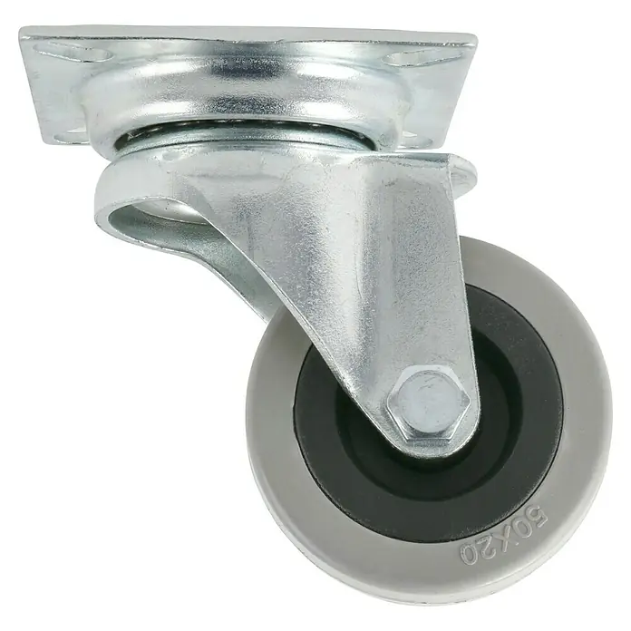 Stabilit Rueda giratoria para equipos - Diámetro ruedas: 50 mm, Capacidad de carga: 45 kg, Material rueda: Goma, Con placa, Casquillo liso - Vista de perfil derecho