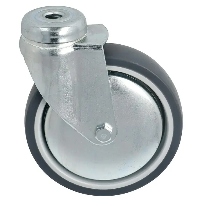 Stabilit Görgős készülék - Görgők átmérője: 100 mm, Terhelhetőség: 55 kg, siklócsapágy, Hátul lyukkal - Szögletes nézet