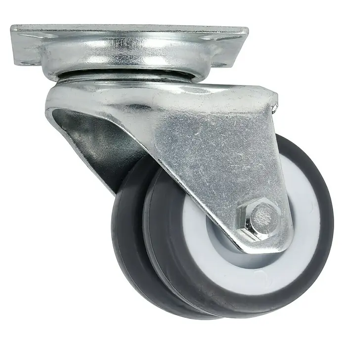 Dörner & Helmer Apparate-Doppelrolle - Durchmesser Rollen: 50 mm, Traglast: 80 kg, Gleitlager, Mit Platte - Rechte Seitenansicht