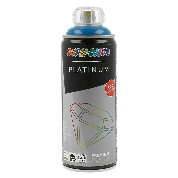 Dupli-Color Platinum Sprej s lakom u boji - Plave boje, 400 ml, Svilenkasti sjaj - Pogled sprijeda