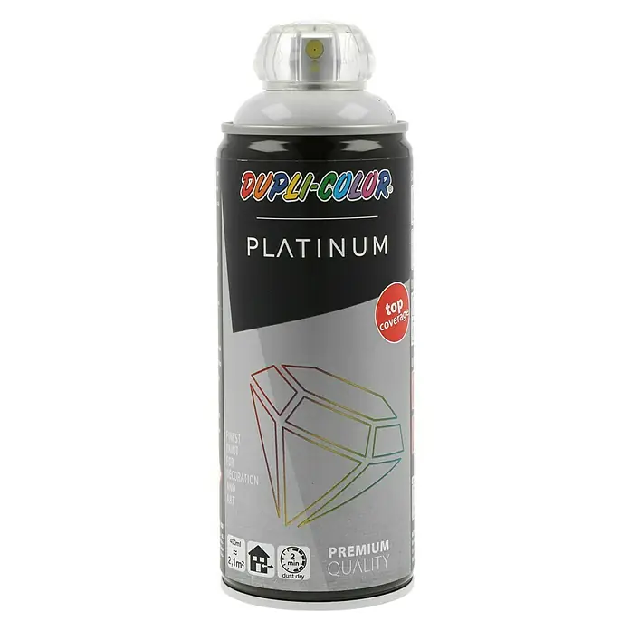 Dupli-Color Platinum Sprej s lakom u boji - Svjetlo sive boje, 400 ml, Svilenkasti sjaj - Pogled sprijeda