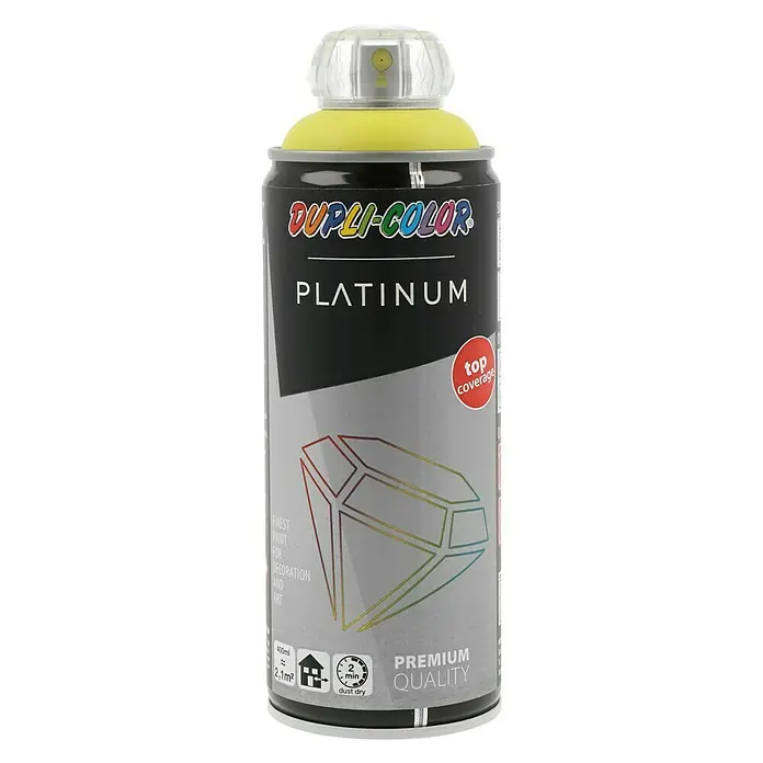 Dupli-Color Platinum Sprej s lakom u boji - Sumporno žute boje, 400 ml, Svilenkasti sjaj - Pogled sprijeda
