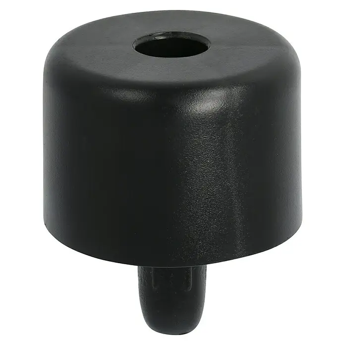 Möbelgleiter - Ø x H: 50 x 35 mm, Traglast: 20 kg, Mit Einsteckzapfen, Schwarz - Diagonale Ansicht