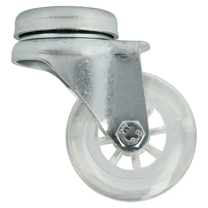 Dörner & Helmer Design-Lenkrolle - Durchmesser Rollen: 50 mm, Traglast: 40 kg, Gleitlager, Mit Rückenloch - Rechte Seitenansicht