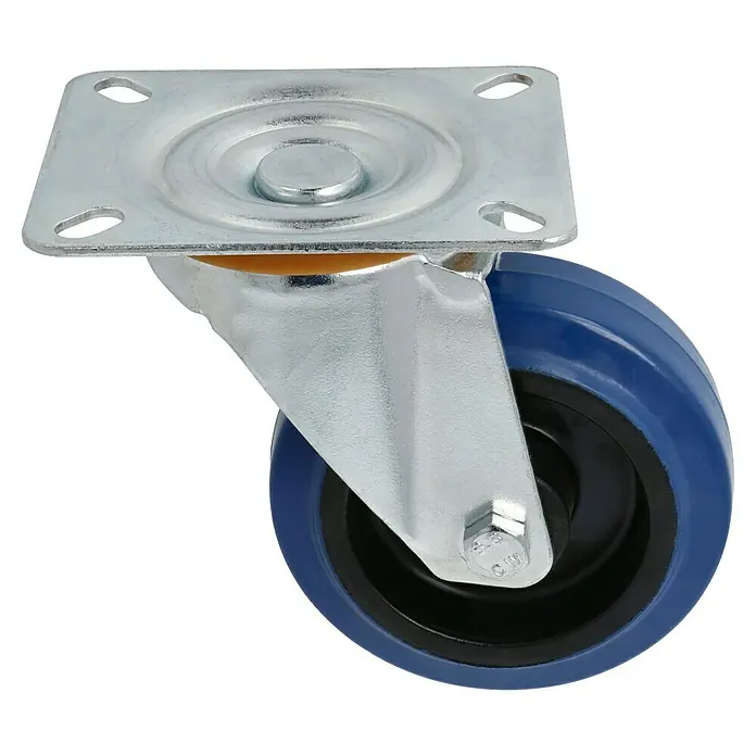 Stabilit Rueda de transporte industrial - Diámetro ruedas: 100 mm, Capacidad de carga: 150 kg, Rodamiento de rodillos, Con placa - Vista angular