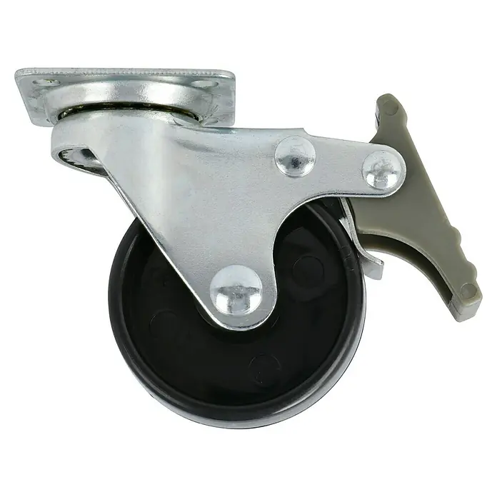 Stabilit Möbel-Lenkrolle - 50 mm, Traglast: 35 kg, Gleitlager, Höhe: 66 mm, Mit Platte und Feststeller - Rechte Seitenansicht