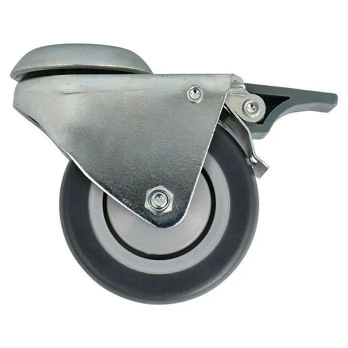 Dörner & Helmer Apparate-Doppelrolle - Durchmesser Rollen: 75 mm, Traglast: 100 kg, Gleitlager, Mit Rückenloch und Feststeller - Rechte Seitenansicht