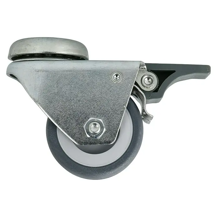 Dörner & Helmer Apparate-Doppelrolle - Durchmesser Rollen: 50 mm, Traglast: 80 kg, Gleitlager, Mit Rückenloch und Feststeller - Rechte Seitenansicht