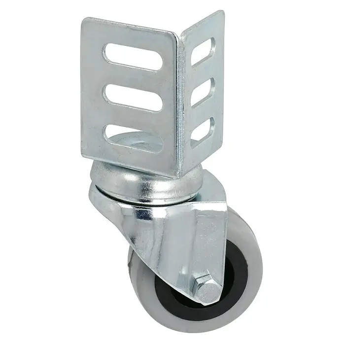 Stabilit Rueda giratoria para equipos - Diámetro ruedas: 50 mm, Capacidad de carga: 40 kg, Material rueda: Goma, Con chapa angular, Casquillo liso - Vista angular