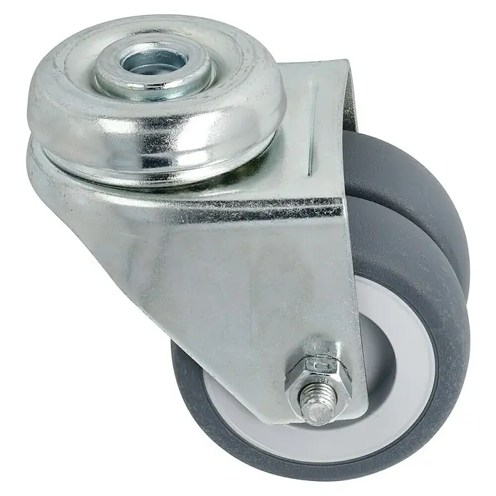 Dörner & Helmer Apparate-Doppelrolle - Durchmesser Rollen: 50 mm, Traglast: 80 kg, Gleitlager, Mit Rückenloch - Diagonale Ansicht
