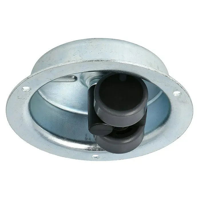 Dörner & Helmer Bohrsenkrolle - Ø x H: 104 x 40 mm, Traglast: 70 kg, Gleitlager, Material Gehäuse: Stahlblech - Diagonale Ansicht