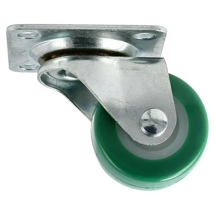 Dörner & Helmer Möbel-Lenkrolle - Durchmesser Rollen: 30 mm, Traglast: 20 kg, Gleitlager, Mit Platte, Farbe Rad: Grün - Rechte Seitenansicht