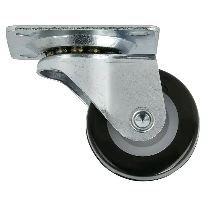 Dörner & Helmer Möbel-Lenkrolle - Durchmesser Rollen: 30 mm, Traglast: 20 kg, Gleitlager, Mit Platte, Farbe Rad: Schwarz - Rechte Seitenansicht