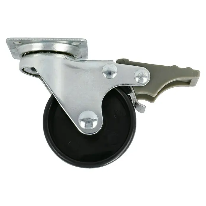 Stabilit Möbel-Lenkrolle - 50 mm, Traglast: 35 kg, Gleitlager, Höhe: 66 mm, Mit Platte und Feststeller - Rechte Seitenansicht