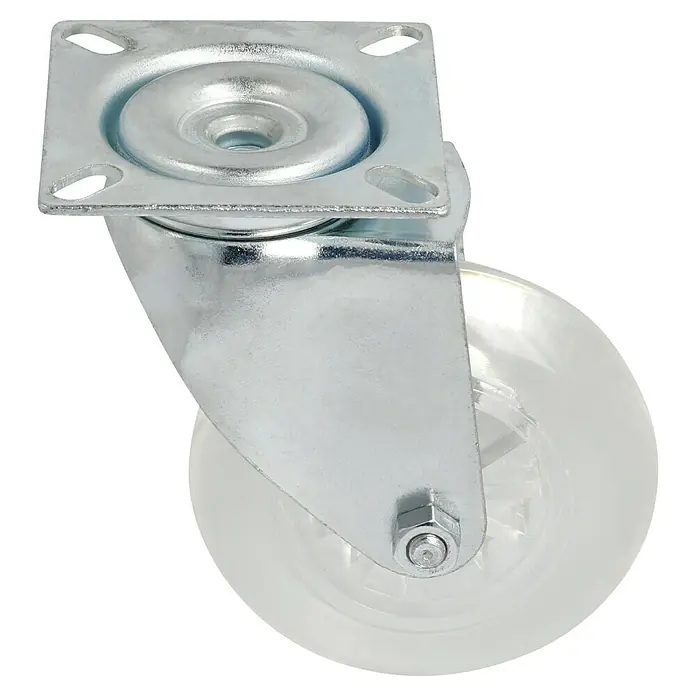 Dörner & Helmer Design-Lenkrolle - Durchmesser Rollen: 75 mm, Traglast: 50 kg, Gleitlager, Mit Platte - Diagonale Ansicht