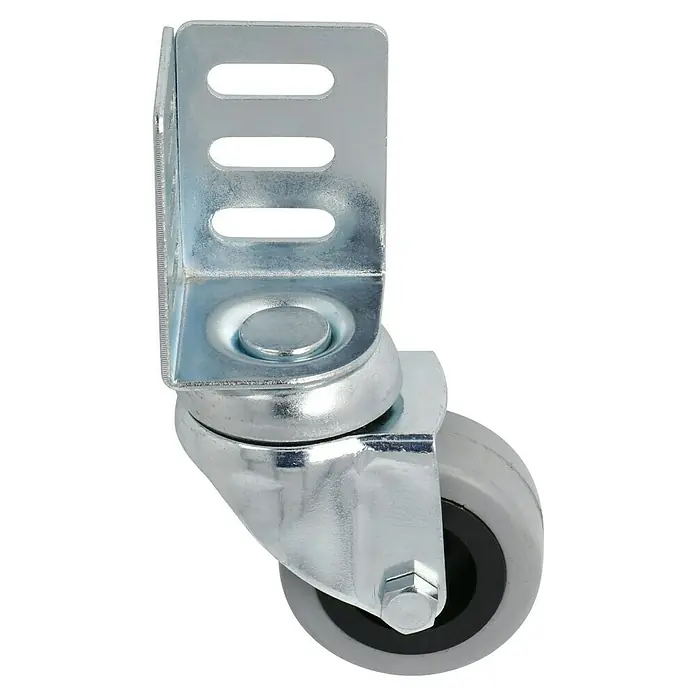 Stabilit Rueda giratoria para equipos - Diámetro ruedas: 50 mm, Capacidad de carga: 40 kg, Material rueda: Goma, Con chapa angular, Casquillo liso - Vista angular