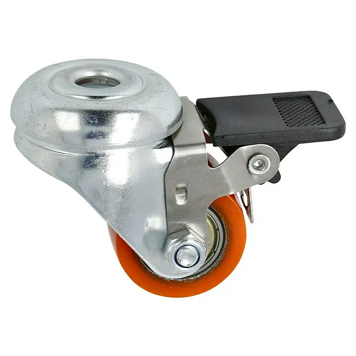 Dörner & Helmer Schwerlastrolle - Durchmesser Rollen: 35 mm, Traglast: 100 kg, Kugellager, Mit Rückenloch und Feststeller - Diagonale Ansicht