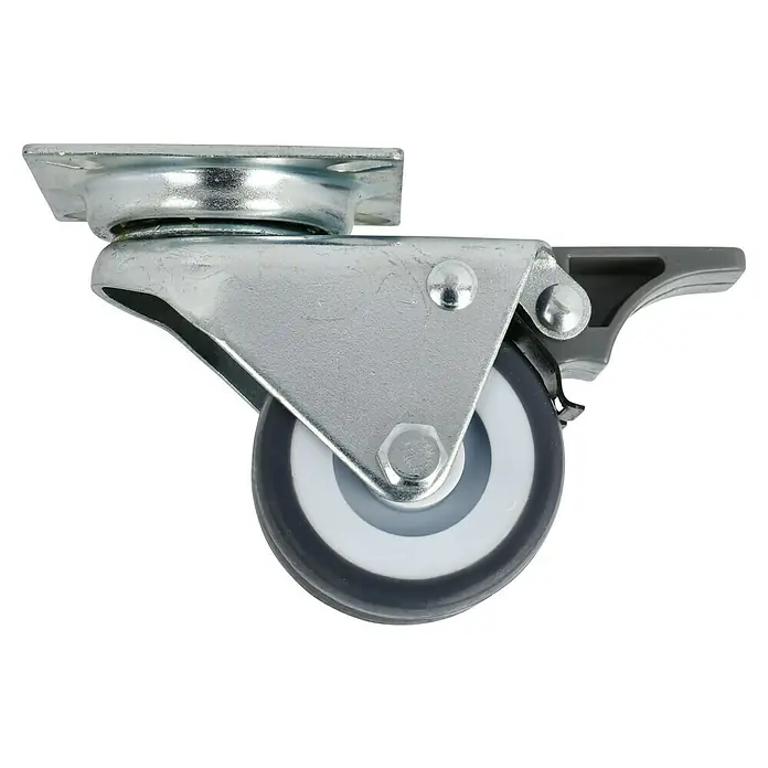 Dörner & Helmer Apparate-Doppelrolle - Durchmesser Rollen: 50 mm, Traglast: 80 kg, Gleitlager, Mit Platte und Feststeller - Rechte Seitenansicht
