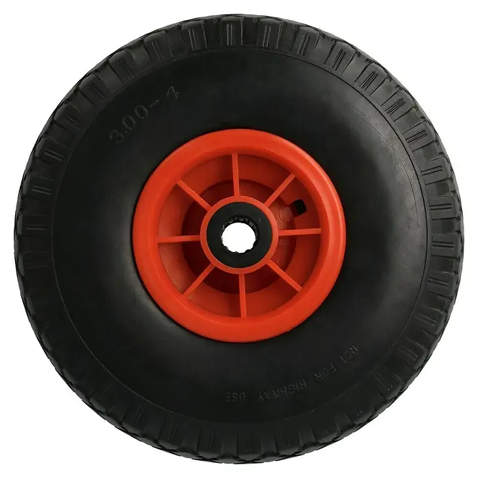 Schubkarrenrad - Durchmesser: 26 cm, Traglast: 100 kg, Nabenbreite: 75 mm, Blockprofil - Rechte Seitenansicht