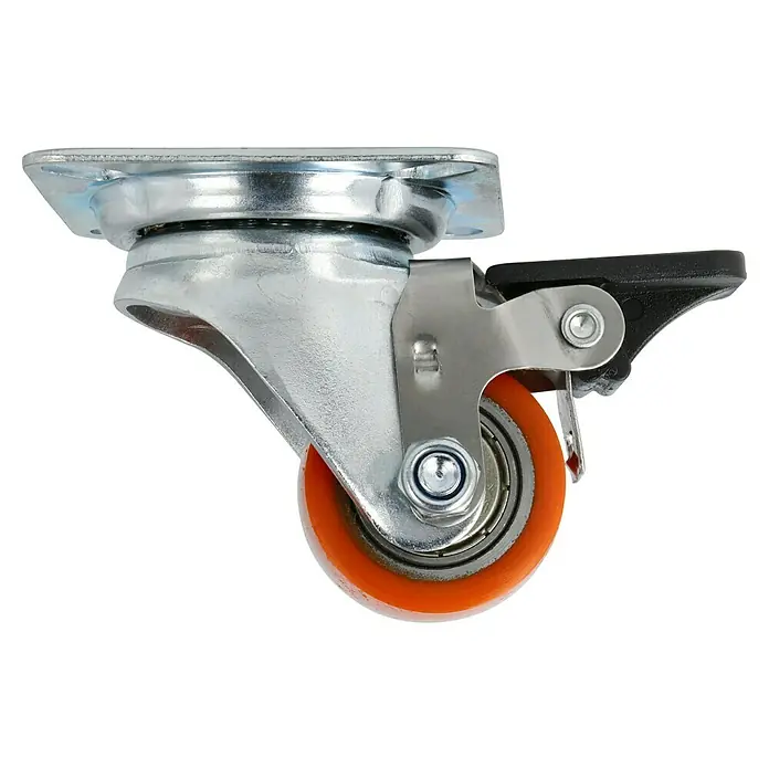 Dörner & Helmer Schwerlastrolle - Durchmesser Rollen: 35 mm, Traglast: 100 kg, Kugellager, Mit Platte und Feststeller - Rechte Seitenansicht