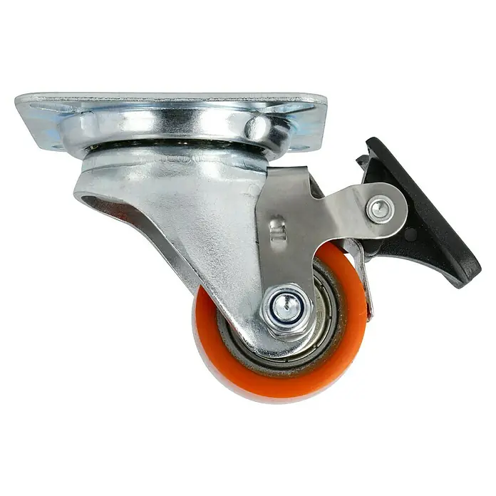 Dörner & Helmer Schwerlastrolle - Durchmesser Rollen: 35 mm, Traglast: 100 kg, Kugellager, Mit Platte und Feststeller - Rechte Seitenansicht