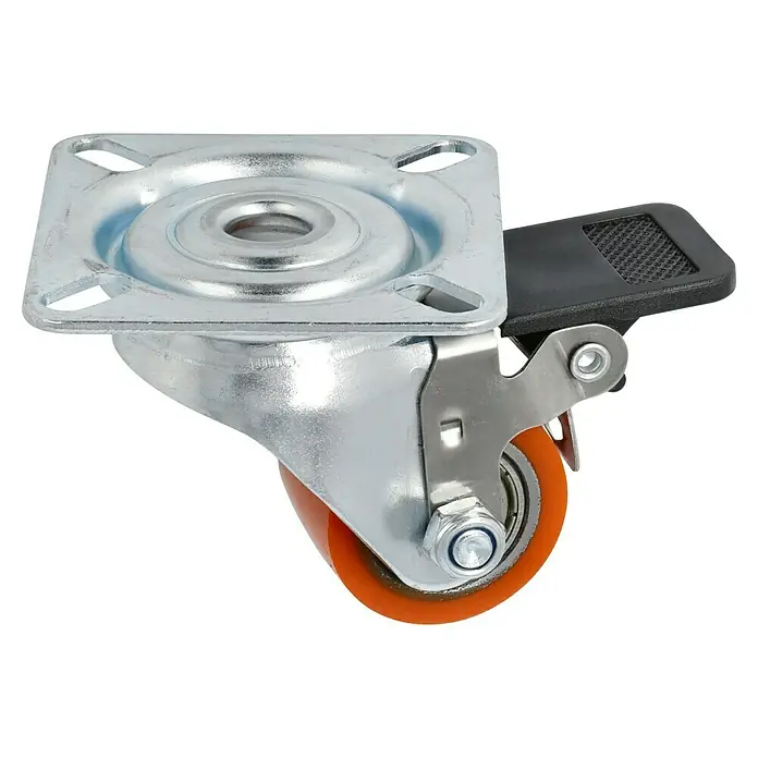 Dörner & Helmer Schwerlastrolle - Durchmesser Rollen: 35 mm, Traglast: 100 kg, Kugellager, Mit Platte und Feststeller - Diagonale Ansicht
