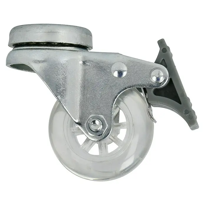 Dörner & Helmer Design-Lenkrolle - Durchmesser Rollen: 50 mm, Traglast: 40 kg, Gleitlager, Mit Rückenloch und Feststeller - Rechte Seitenansicht